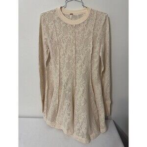 FREE PEOPLE COFFEE IN THE MORNING IVORY LACE  TUNIC XS nwot